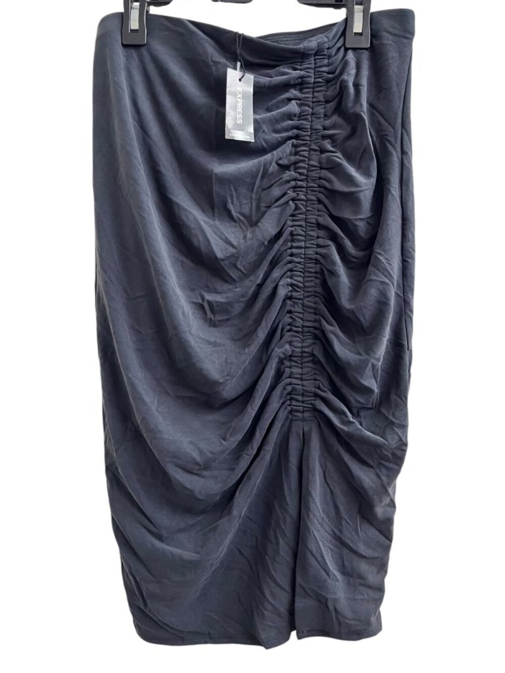 Express Womens Ruched Black Midi Skirt Size Small New With Tags